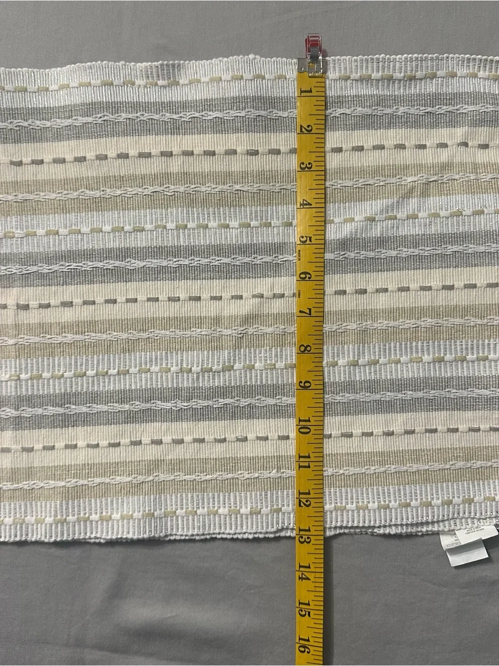 Pier 1 Imports Striped Woven Placemats Cotton Metallic Fringe Boho Cream Set 6